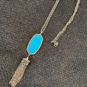 Kendra Scott silver tassel necklace turquoise